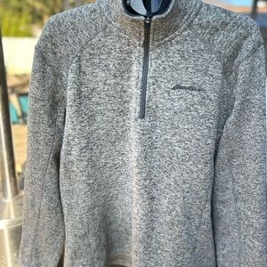 Eddie Bauer Mens XL Gray 1/4 Zip Pullover Fleece Sweater